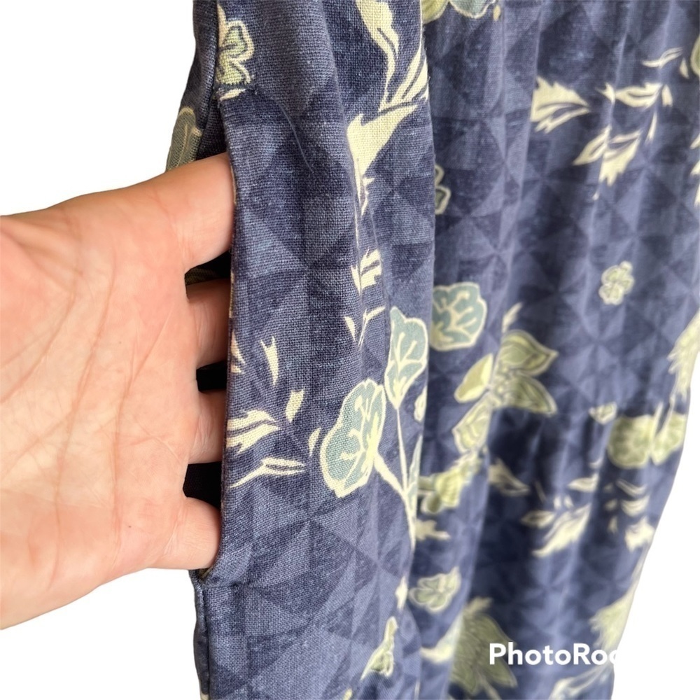 Sonoma Linen Blend Floral Midi Maxi Sundress Blue Sleeveless Small - Picture 5 of 12